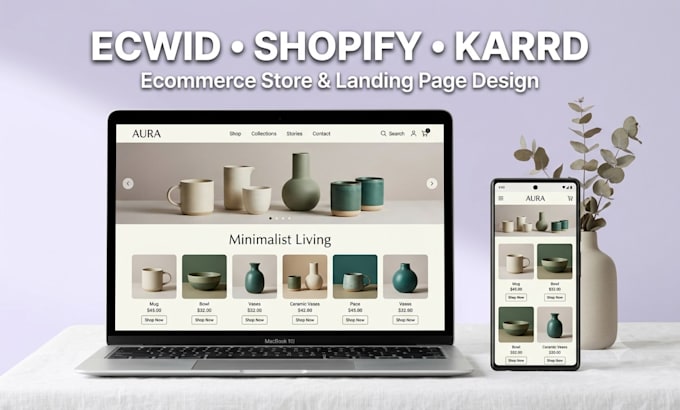 design ecwid shopify ecommerce store or karrd landing page