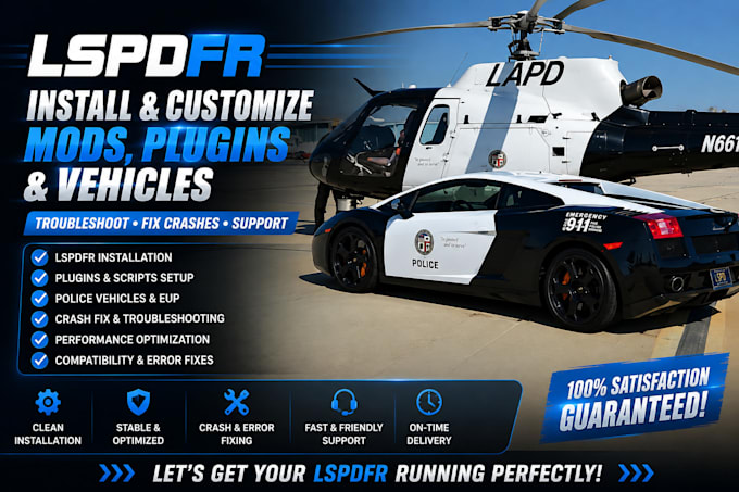 install and customize lspdfr mods plugins vehicle troubleshoot crash support