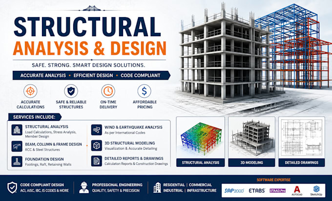 do structural load calculations for steel, concrete and wood structure