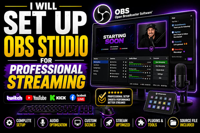 configure obs studio for professional youtube , twitch live selling