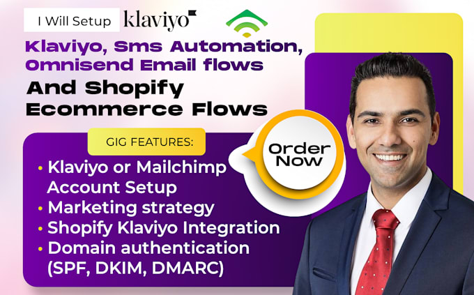 setup klaviyo, SMS automation, omnisend email flows, and shopify ecommerce flows
