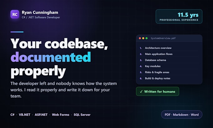 document and explain your existing c sharp or vb codebase