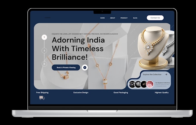 design a modern luxury jewellery landing page in UI UX