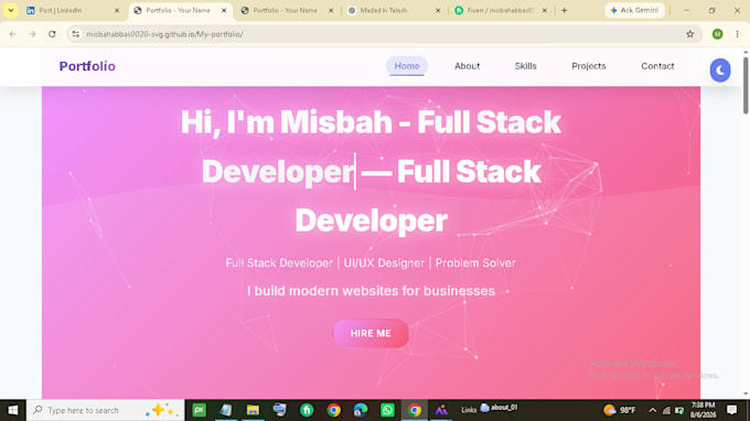 create a professional responsive portfolio website