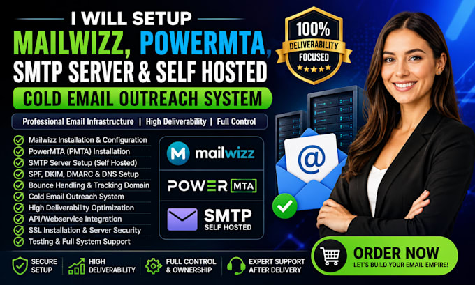 do mailwizz smtp powermta self hosted cold email outreach webservice email