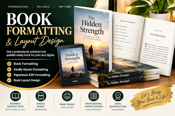 do book formatting, kindle ebook formatting, paperback KDP, book layout design