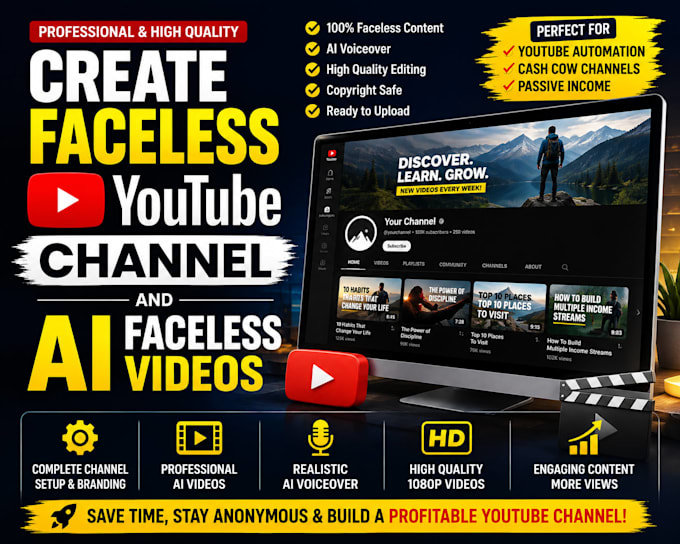 create faceless youtube channel and ai faceless video