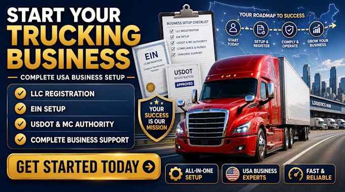 start your trucking business llc ein usdot mc authority in USA