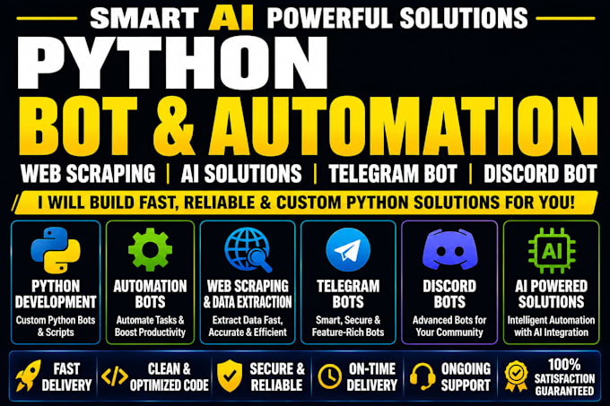make python bot automation web scraping ai telegram bot discord bot