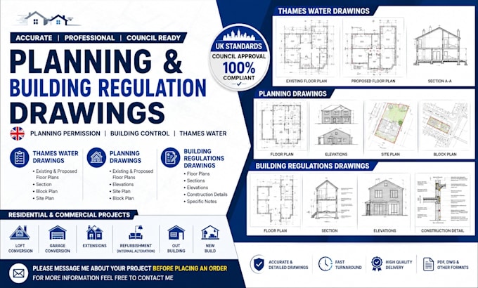 uk building control drawings, building regs drawings, planning drawings