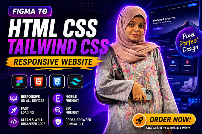 convert figma to HTML CSS tailwind CSS responsive website