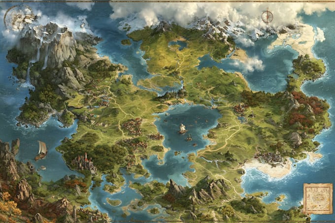 make a fantasy map illustration for map