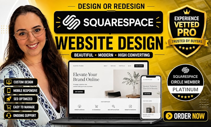 redesign squarespace website author, blogger and personal brand