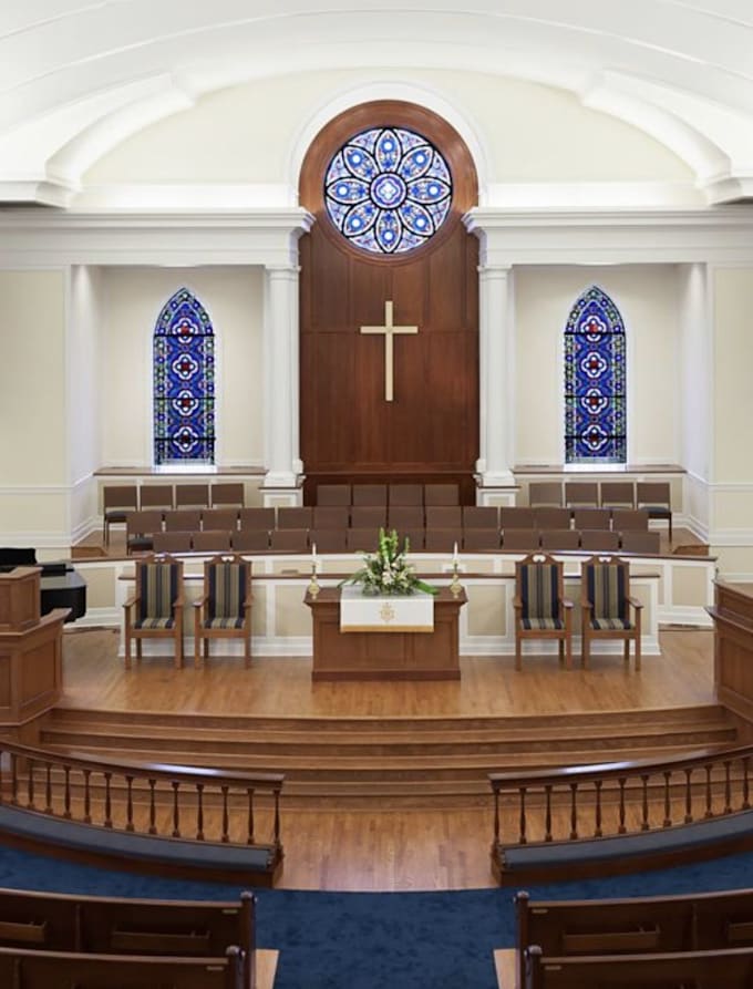 craft contemporary church design cathedral, chapel interior, 3d visualization