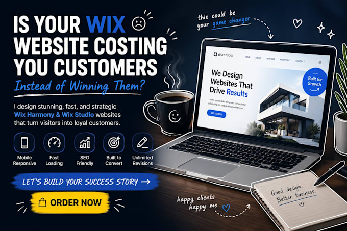 design or redesign your wix harmony website, wix studio website