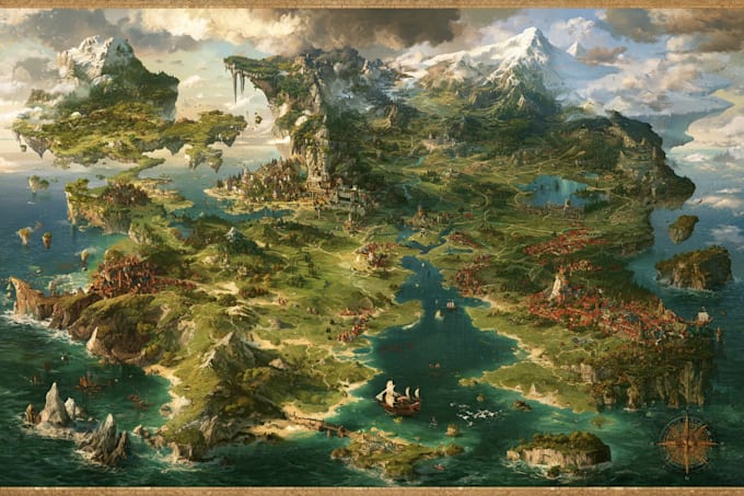 create a fantasy map illustration for map