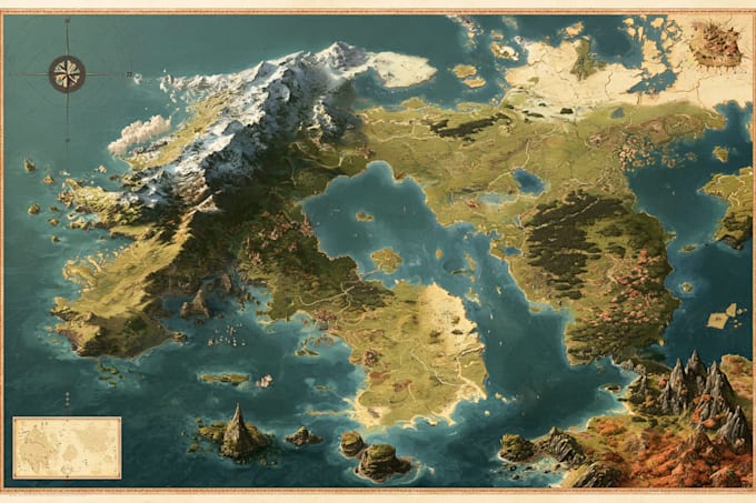 draw a fantasy map illustration for map
