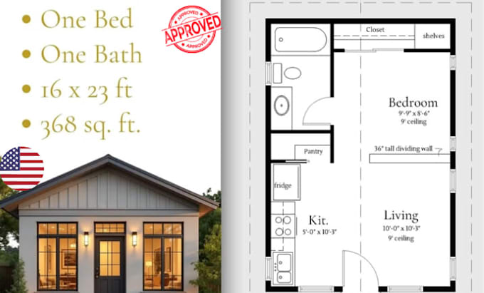 draw permit ready garage conversion adu and tiny house floor plans