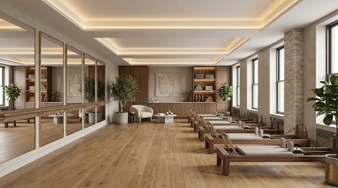 create 3d pilate studio interior