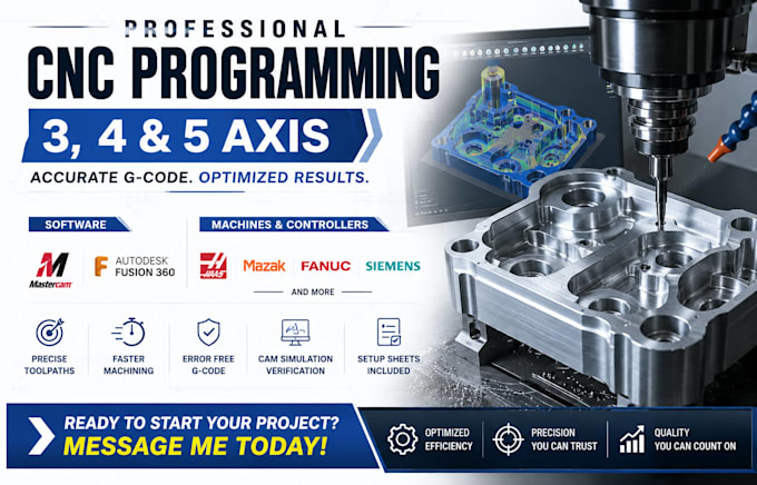 do 3 4 5 axis cnc programming and g code using mastercam fusion 360