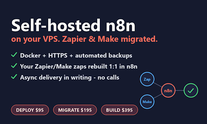 set up self hosted n8n on your vps and migrate from zapier or make