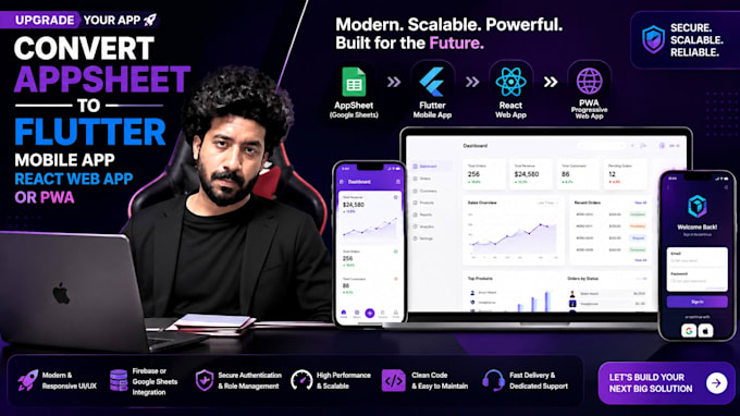 convert appsheet app to flutter mobile app and react web app