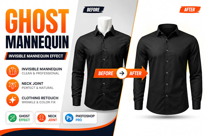 create ghost mannequin and invisible mannequin effect for clothing
