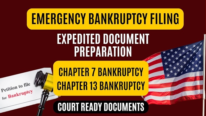 prepare chapter 7 or 13 bankruptcy documents for urgent filing
