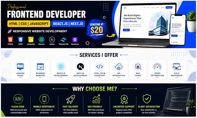 build a responsive reactjs or nextjs website,