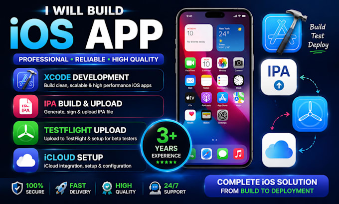build ios app xcode ipa testflight upload and icloud setup