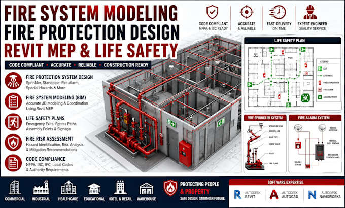 provide fire system modeling fire protection design revit mep and life safety