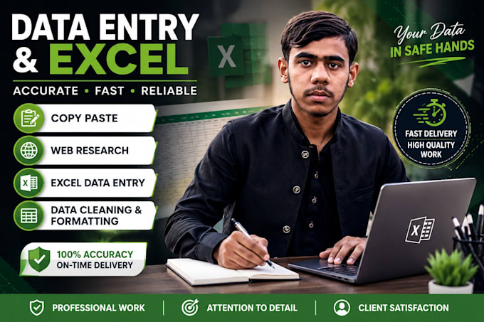 accurate data entry, excel, copy paste and web research
