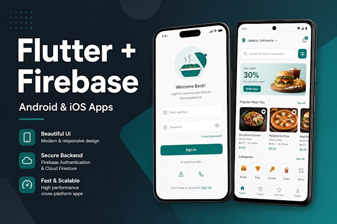build a flutter app for android and ios with firebase