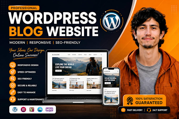 create a wordpress blog website with SEO and a blog