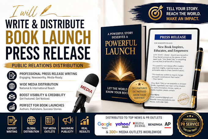 write and distribute book launch press release public relations distribution