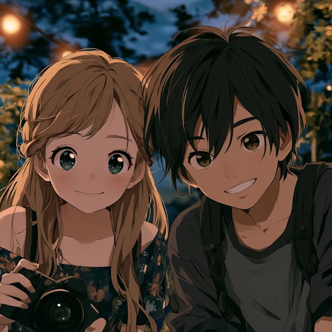 draw a anime couple character art anime