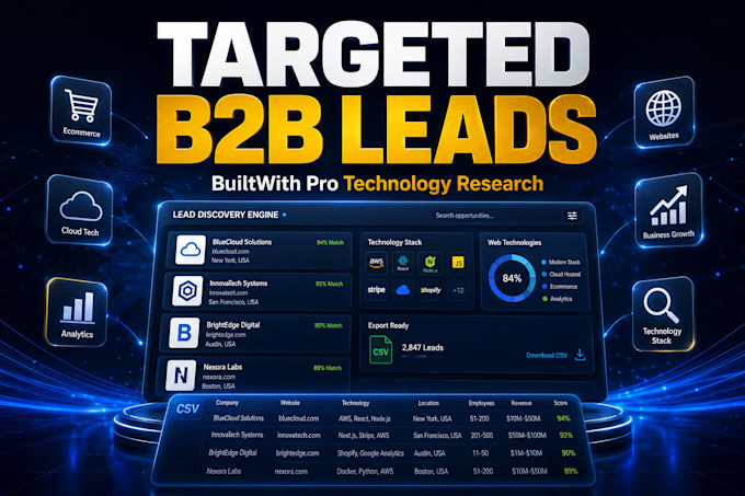 do targeted b2b leads, shopify leads using builtwith pro