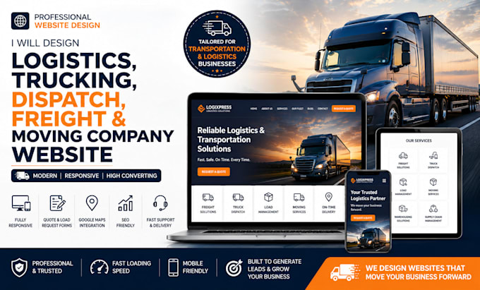 design logistics, trucking, dispatch, freight, moving company website
