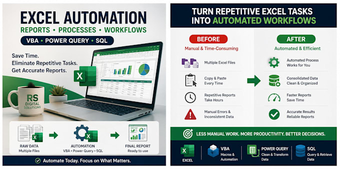 automate excel reports with vba, power query and sql