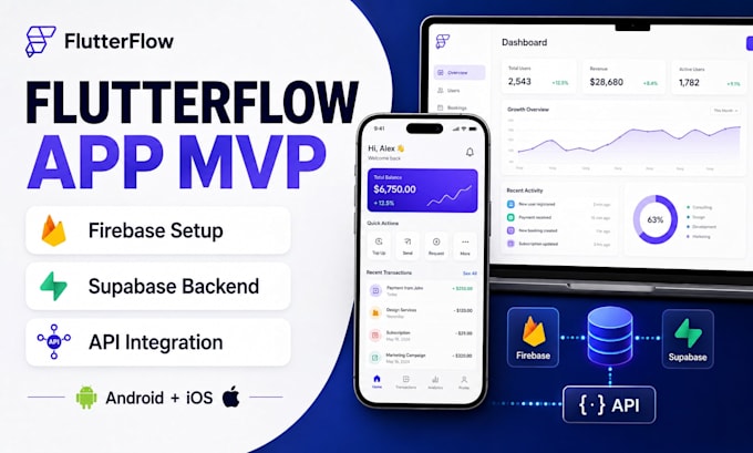 build flutterflow mobile app mvp with firebase supabase api integration