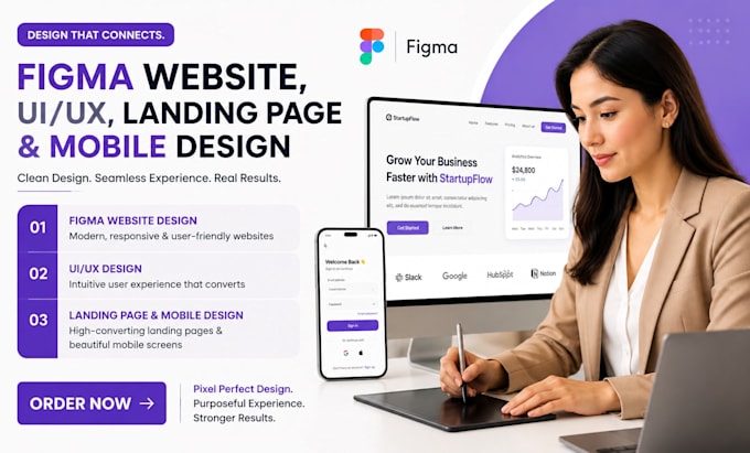 design a figma website UI UX and landing page