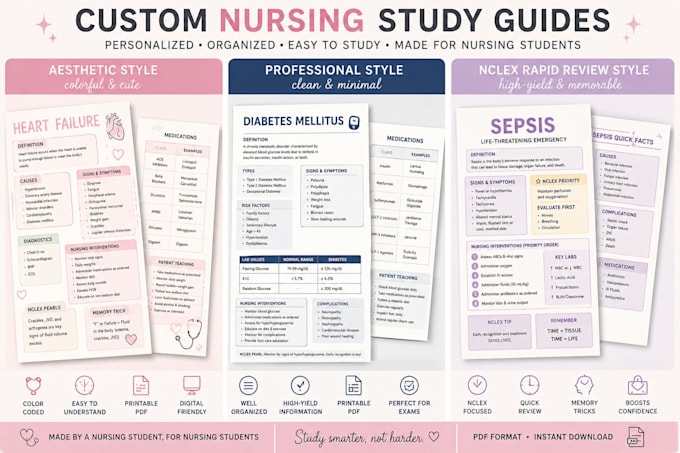 create custom nursing study guides, cheat sheets, and nclex notes