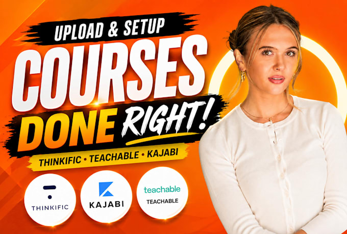upload and organize courses, setup thinkific, lms teachable school, kajabi setup