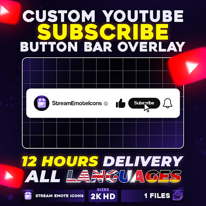 create a custom animated youtube subscribe button overlay