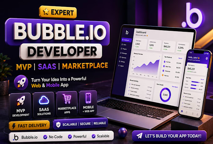 build bubble io web app mvp saas bubble app developer