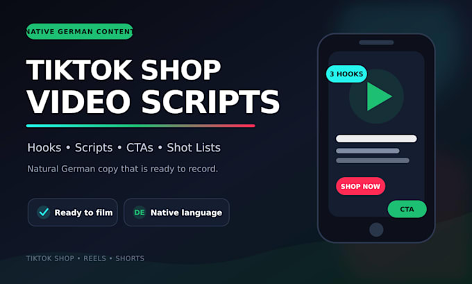 write native german tiktok shop and ugc scripts