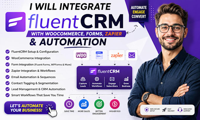 integrate fluentcrm with woocommerce forms zapier and automation