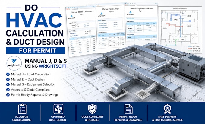 do hvac calculation and duct design for permit manual jds using wrightsoft righ
