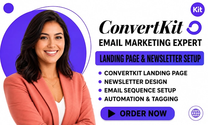 setup convertkit landing page design, convertkit newsletter, email sequence