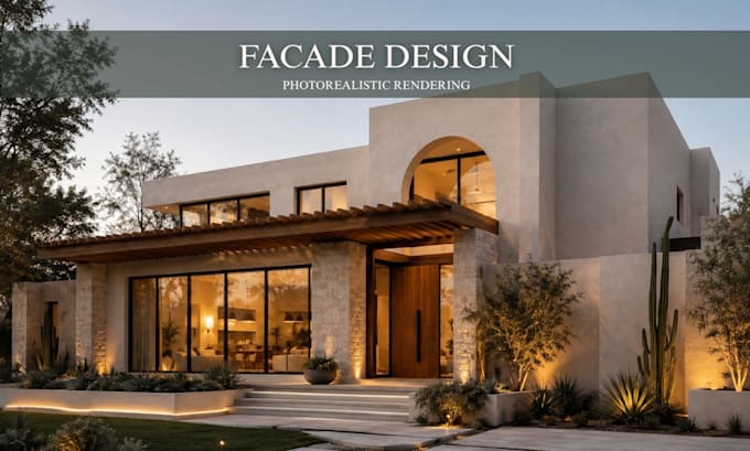 do exterior facade design and photorealistic 3d rendering